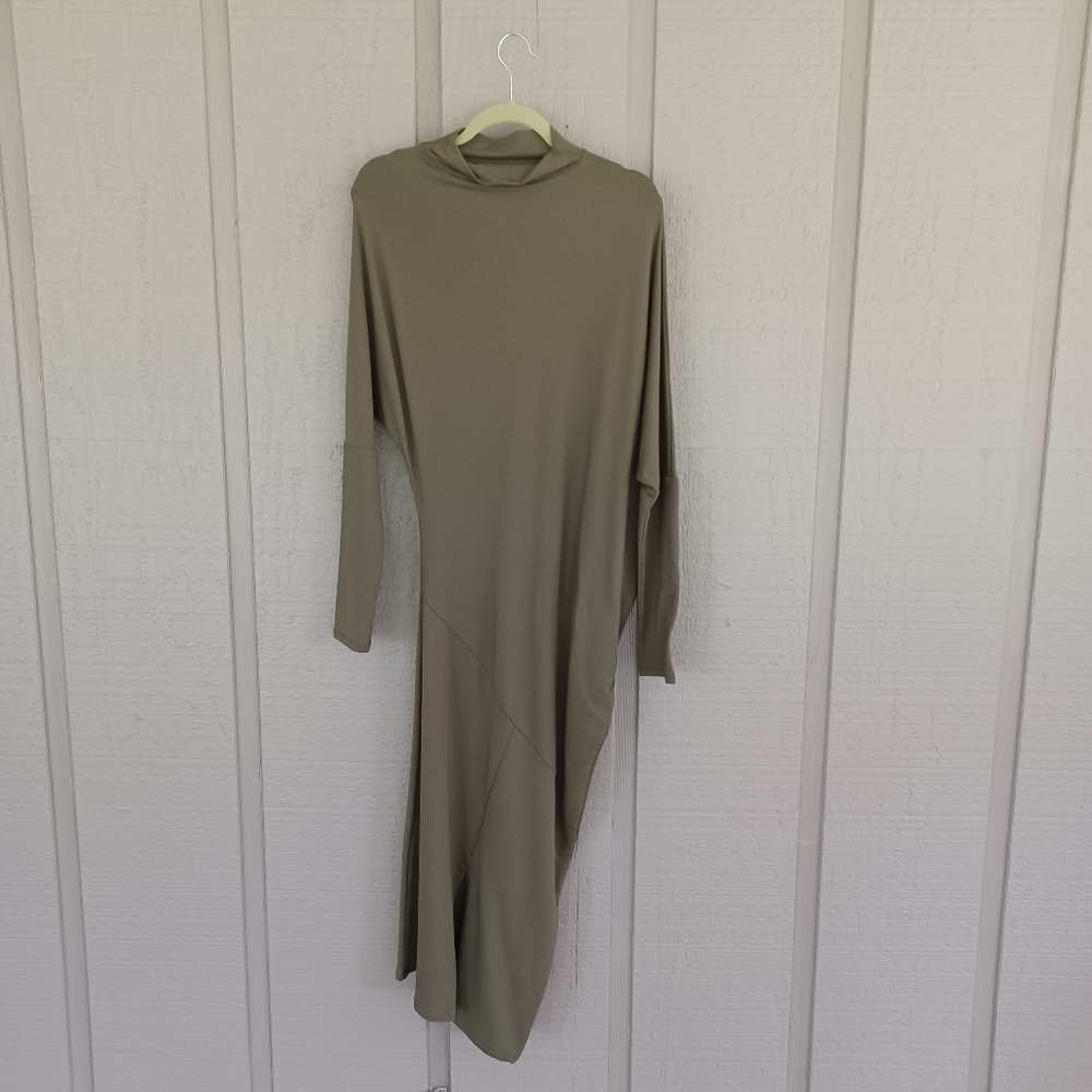 Marcella Women Dress Size M Preppy Long Sleeve Cotton Blend In Olive Green